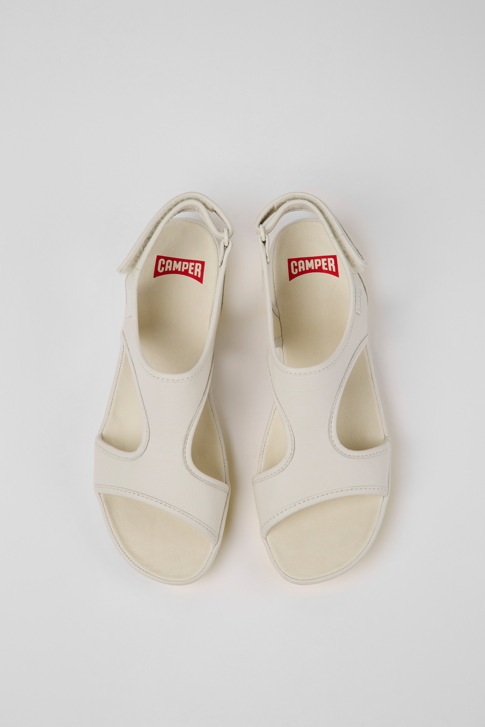 Right - White leather sandals for women