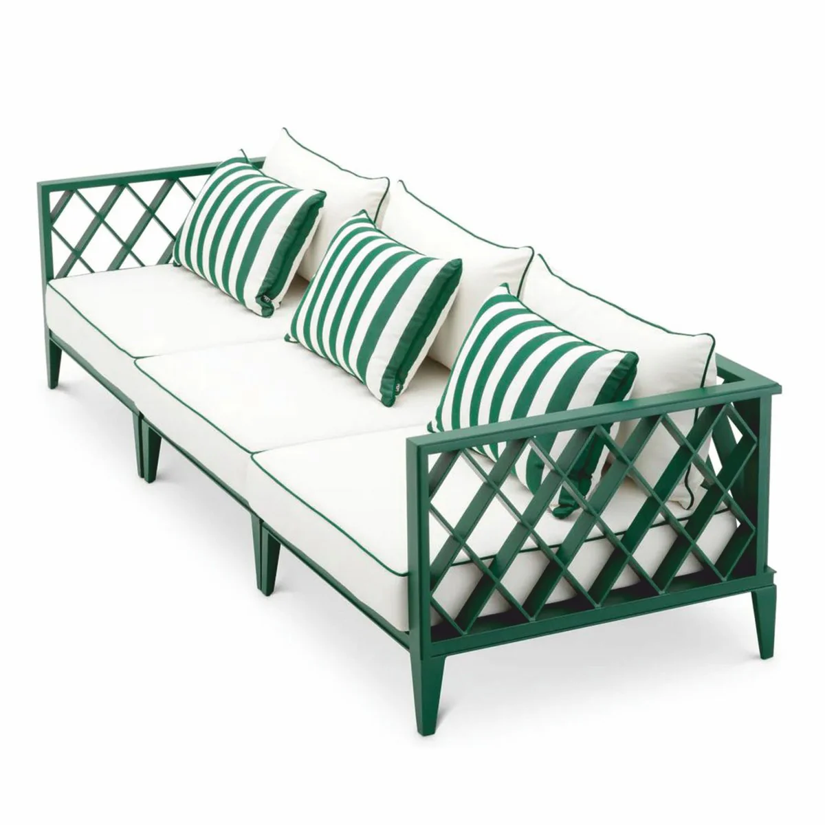 Casa Padrino sof¨¢ de jard¨ªn de lujo verde / blanco A. 275,5 cm - Muebles de jard¨ªn de exterior