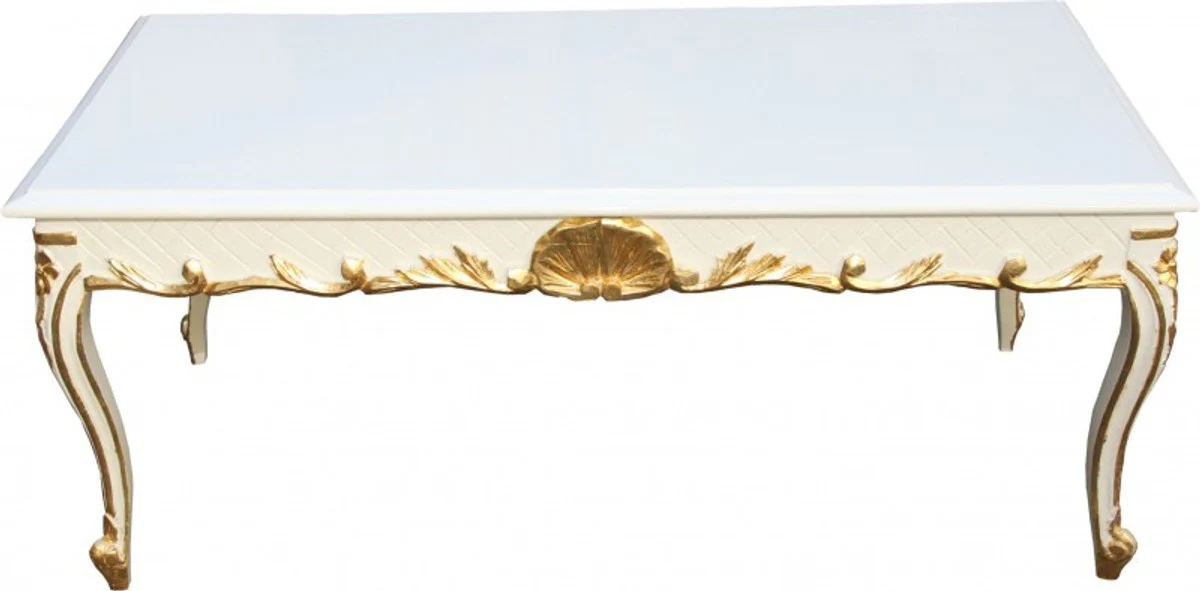 Casa Padrino Baroque Coffee Table White / Gold 120 x 60 cm Mod2 - antique look