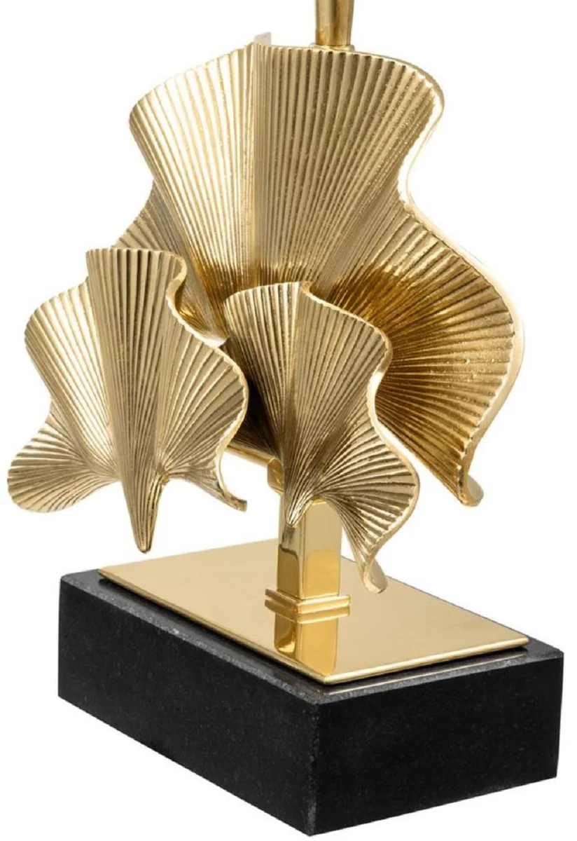 Casa Padrino lámpara de mesa de lujo latón / negro / verde 41 x 34 x H. 53 cm - Lámpara de Mesa de Salón con Base de Granito