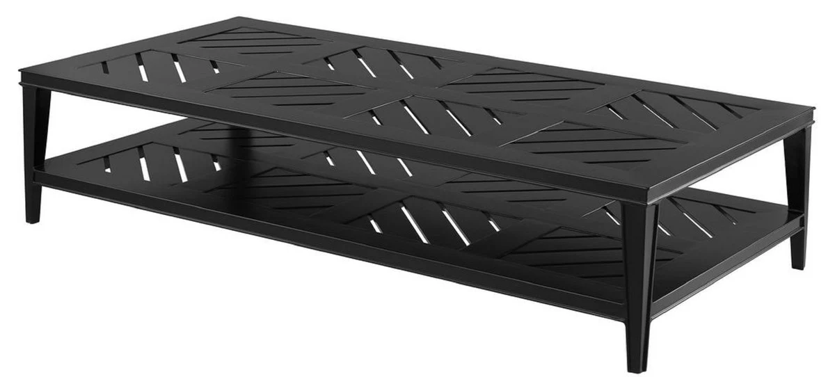 Casa Padrino mesa de centro de lujo negro mate 180 x 90 x H. 42 cm - Mesita Rectangular Hecha de Aluminio Duradero de Alta Calidad - Mesa de Jard¨ªn