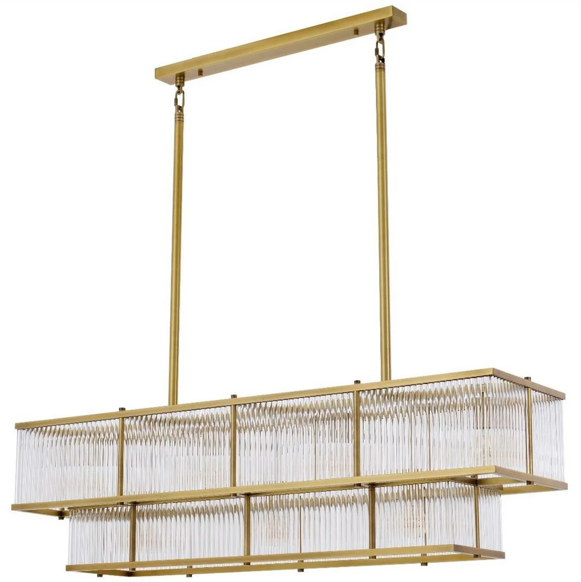 Casa Padrino araña de luces de lujo latón antiguo 120 x 32,5 x H. 34 cm - Araña de Luces Rectangular - Calidad de Lujo