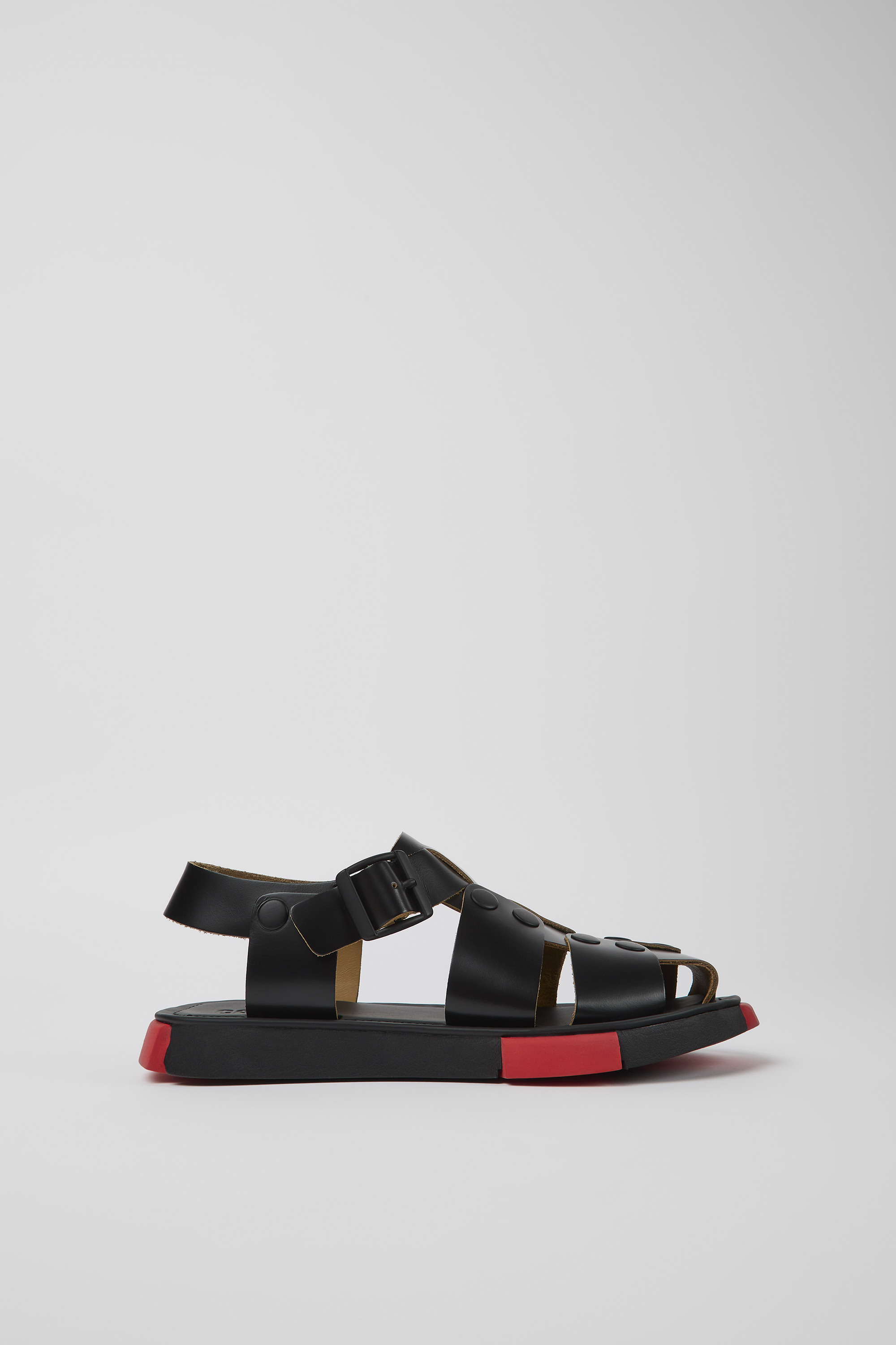 Set - Black leather sandals for women