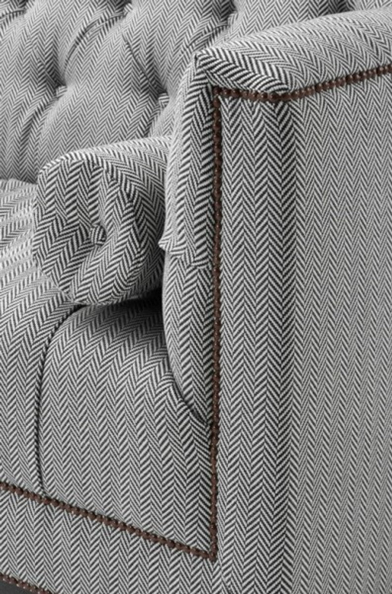 Casa Padrino luxury sofa Kubus Herringbone Grey - 3 seater - Hotel Facilities