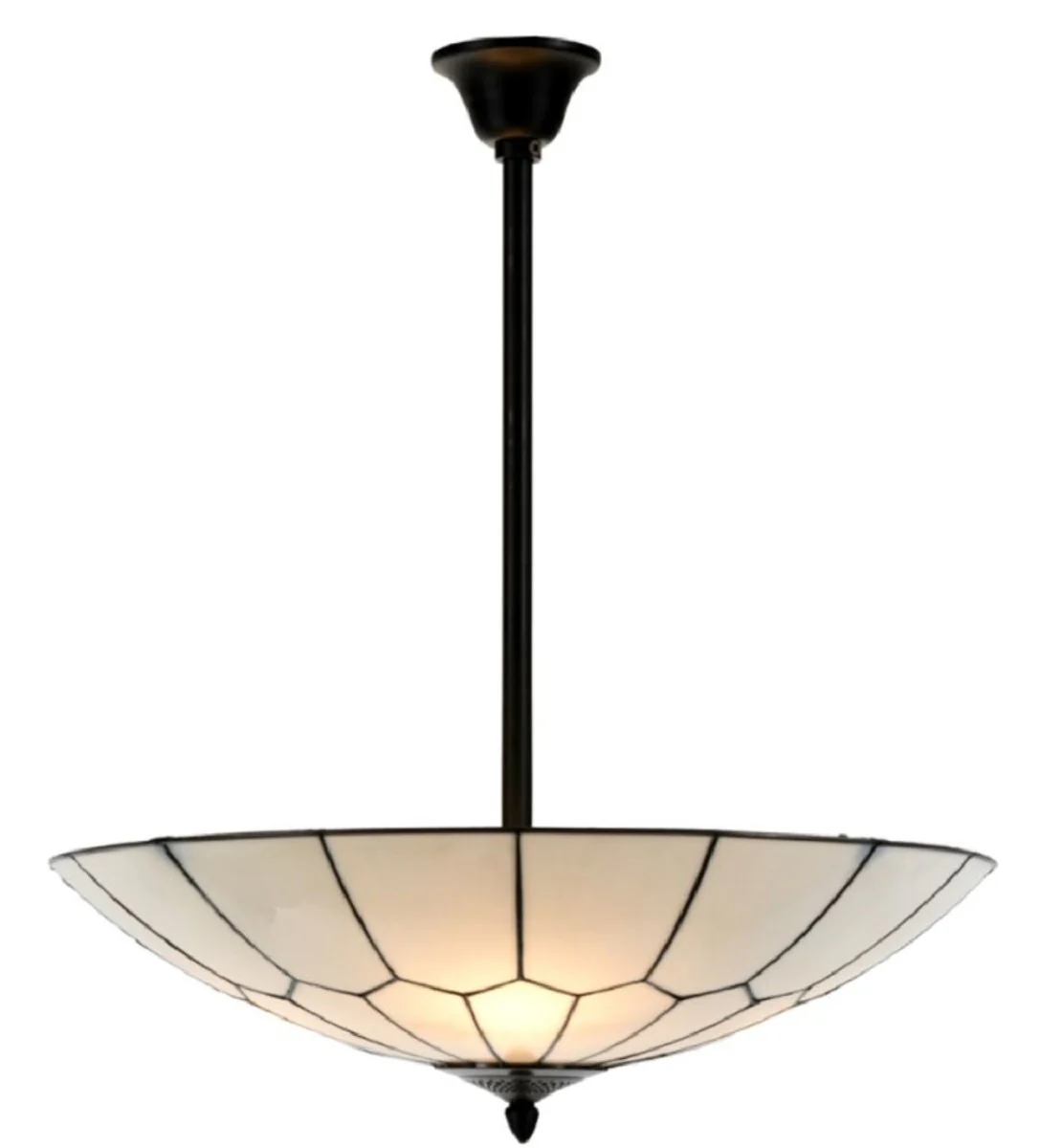 Casa Padrino lámpara de suspensión Tiffany de lujo blanco / negro Ø 60 cm - Lámpara de Salón de Lujo