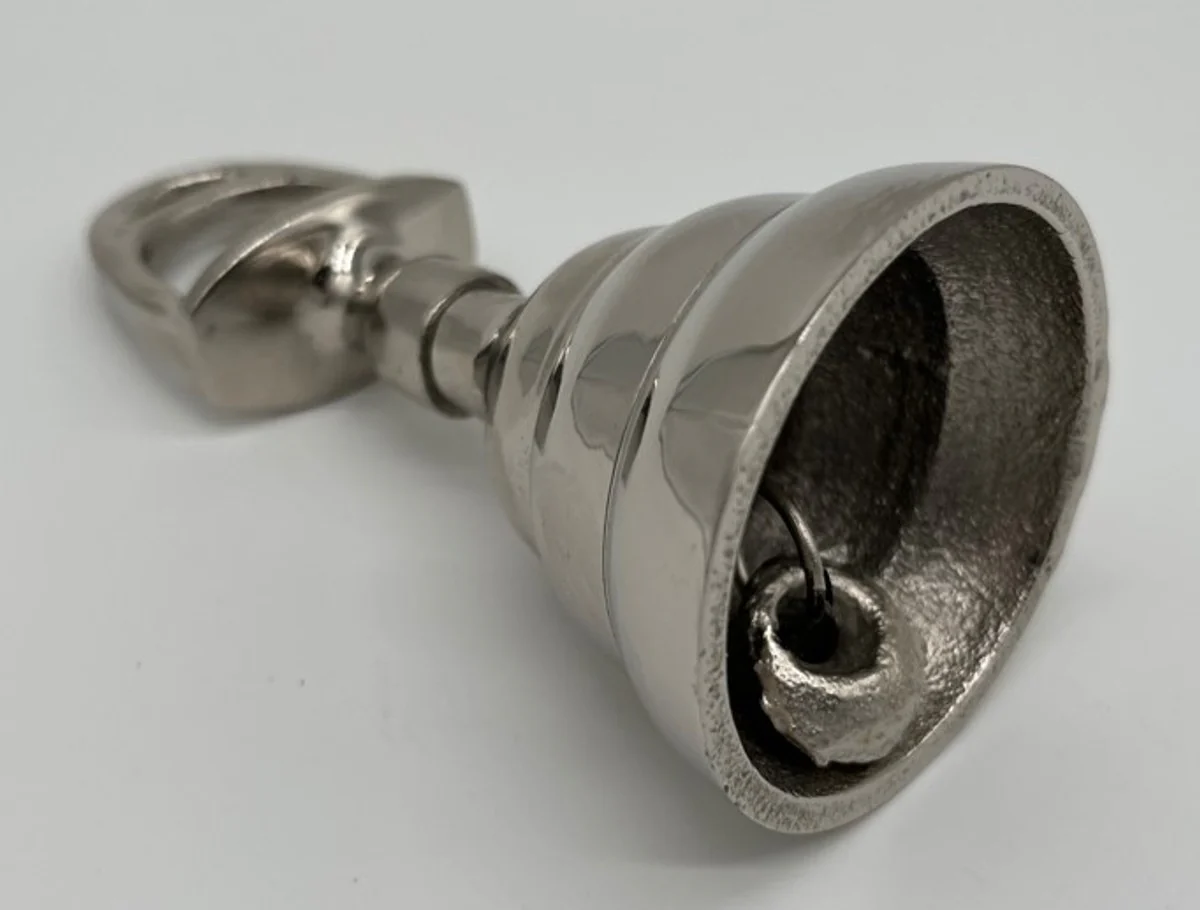 Casa Padrino campana de mano lat¨®n niquelado Horsebit ? 5,5 x A. 12,5 cm - Campana de mesa - Campana de servicio - Campana de gastronom¨ªa - Campana de hotel - Accesorios de decoraci¨®n de hotel y gastronom¨ªa