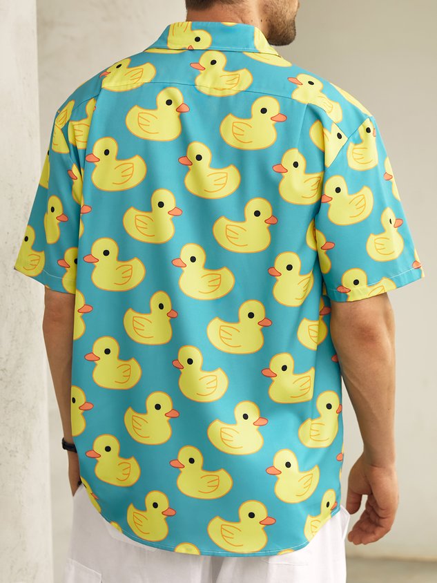 Ducks Chest Pocket Short Sleeve Hawaiian Shirt