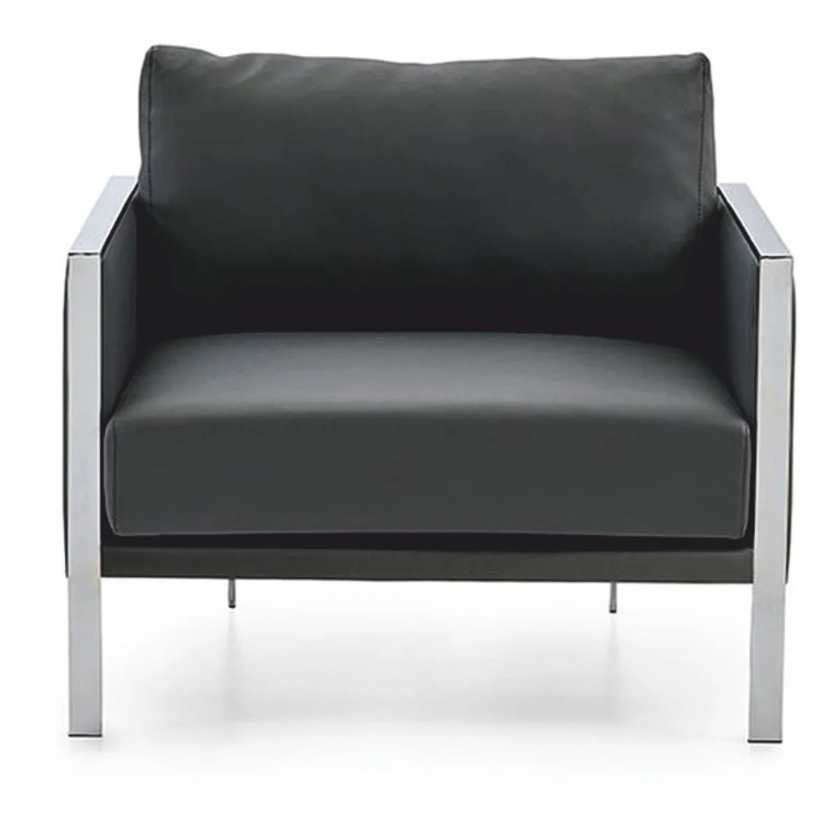 Casa Padrino sill¨®n de cuero de lujo gris / plata - Muebles de hotel y oficina de cuero genuino