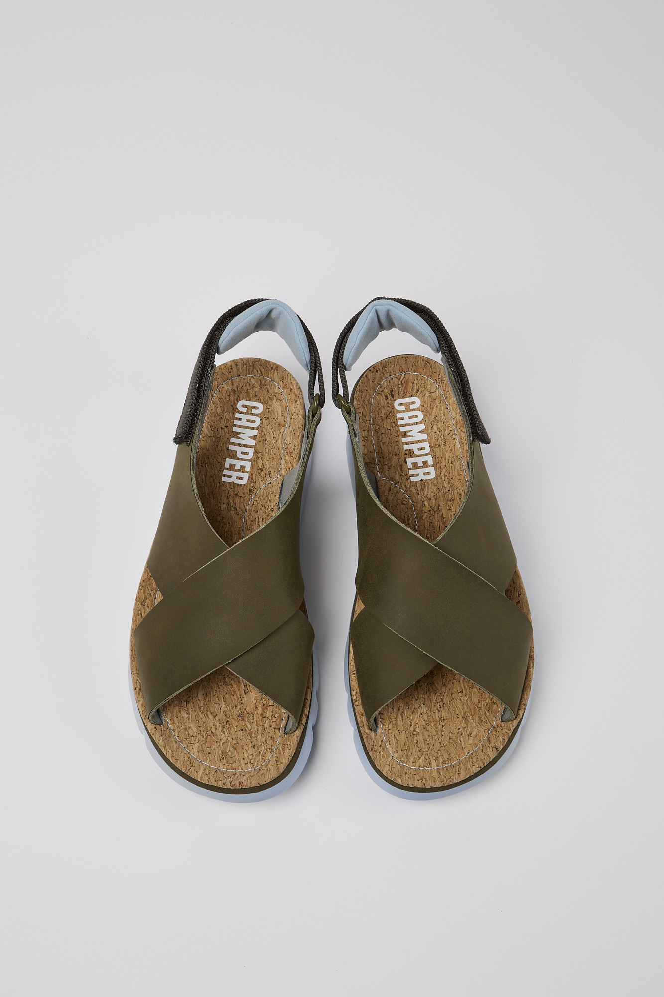 Oruga - Green, blue, and grey sandals for women