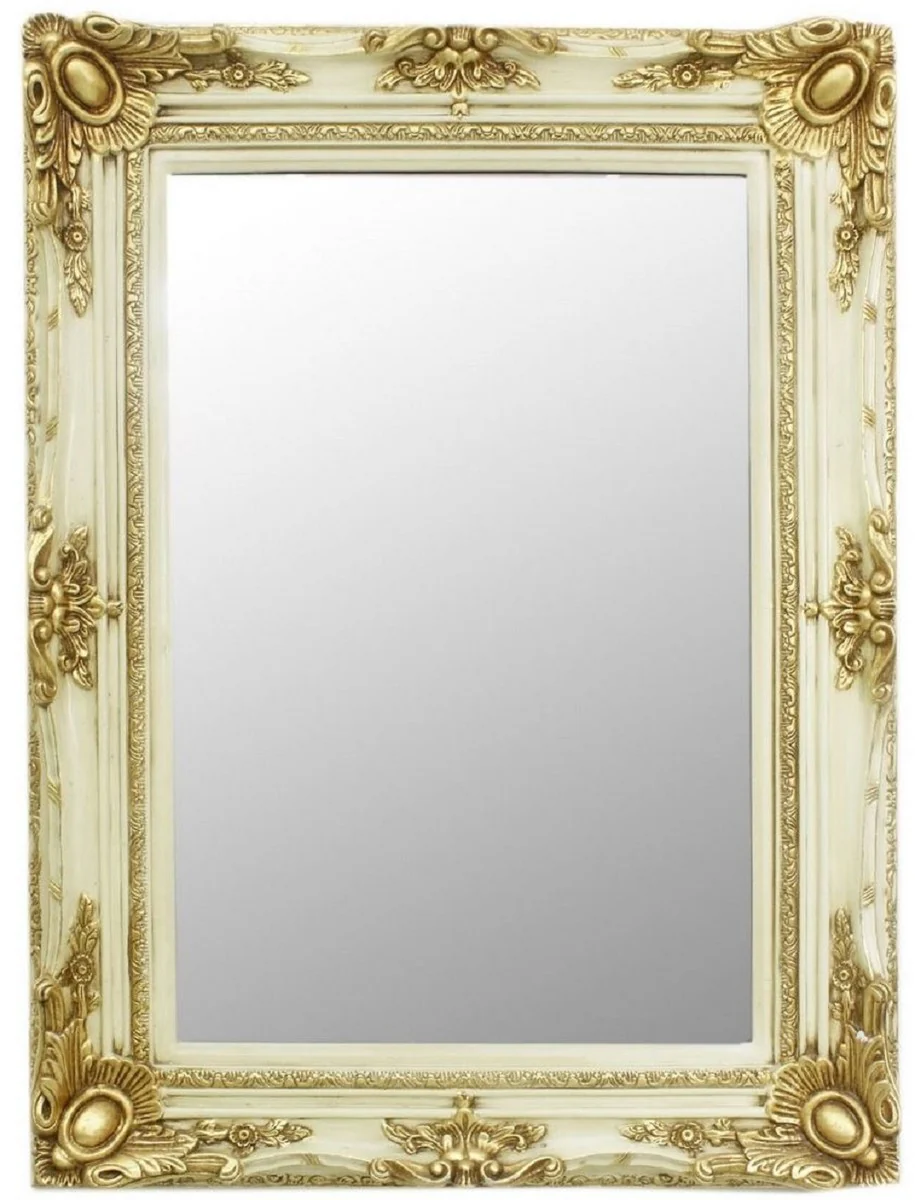 Casa Padrino espejo barroco crema / oro 90 x 10 x A. 120 cm - Espejo de pared hecho a mano en estilo barroco - Espejo de armario - Espejo de sal¨®n - Muebles Barrocos