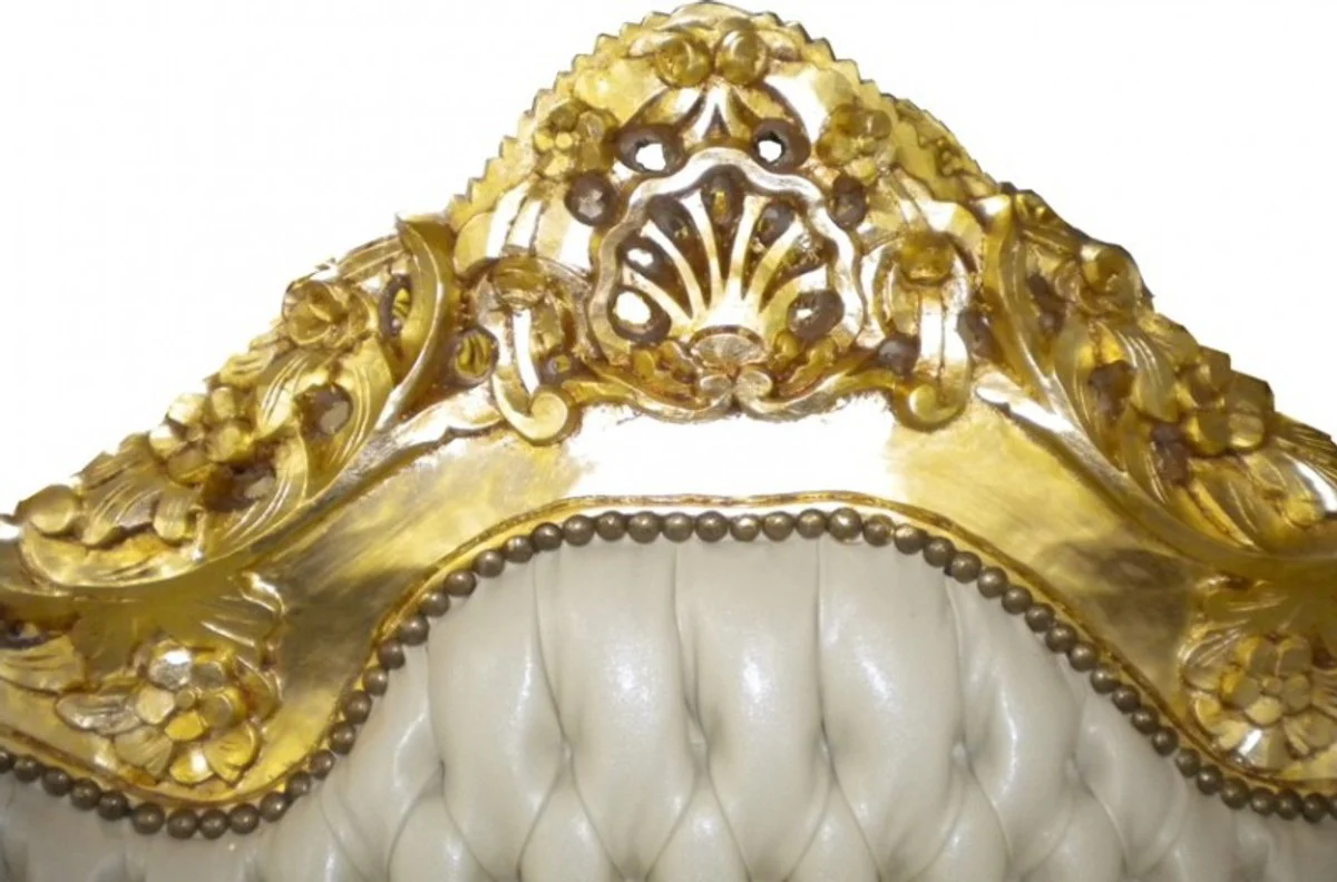 Baroque sofa set  Master  Cream / Gold Leather Look