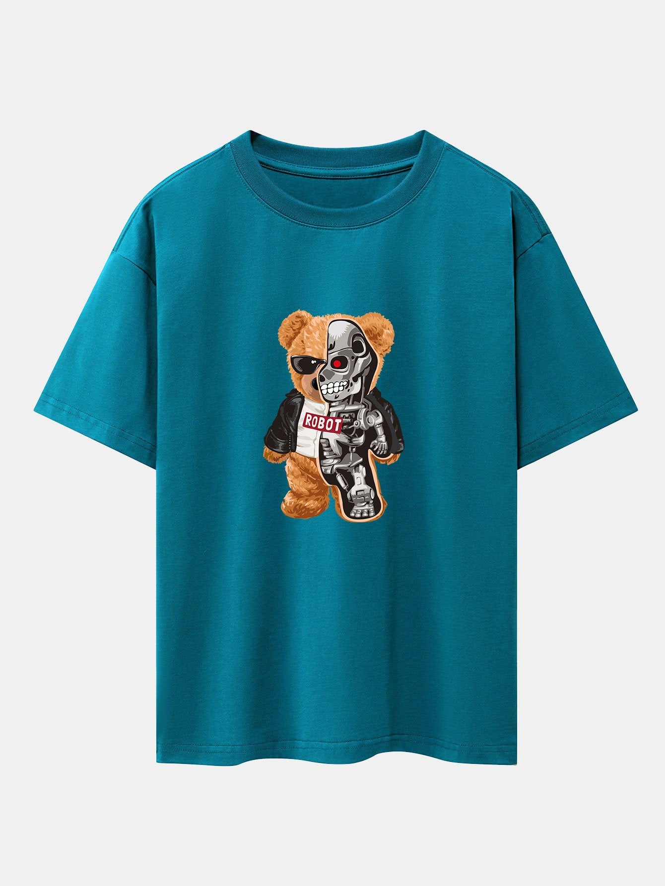 Robot Bear Print Heavy Weight Oversize T-Shirt