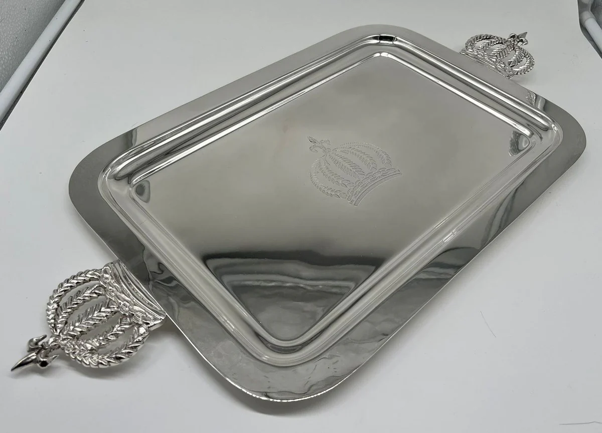 Pomp??s de Casa Padrino bandeja de servicio barroco de lujo corona plata 42 cm - dise?ada por Harald Gl??ckler