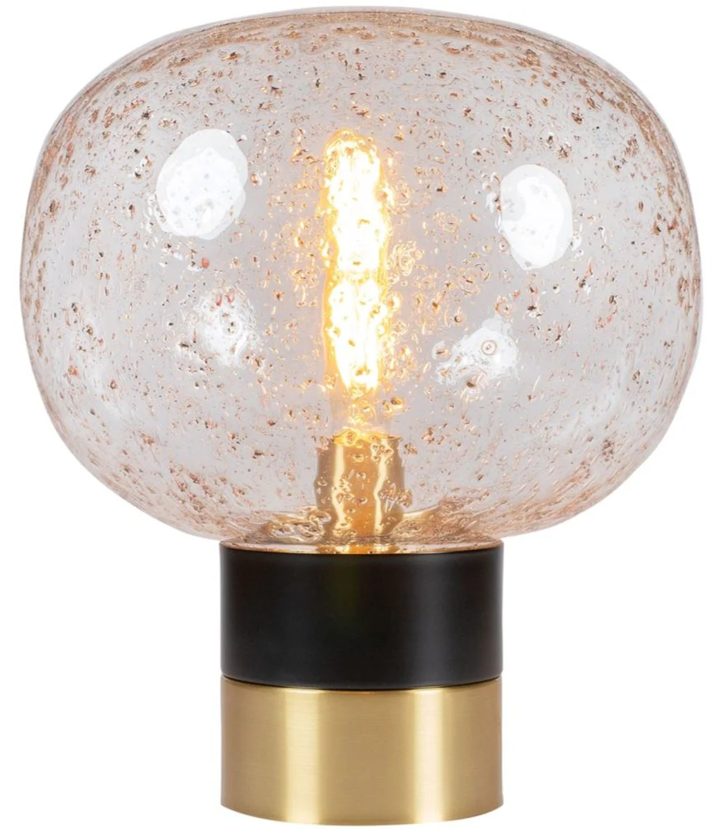 Casa Padrino lámpara de mesa de lujo negro / latón Ø 34 x H. 38 cm - Lámpara de Mesa de Diseño