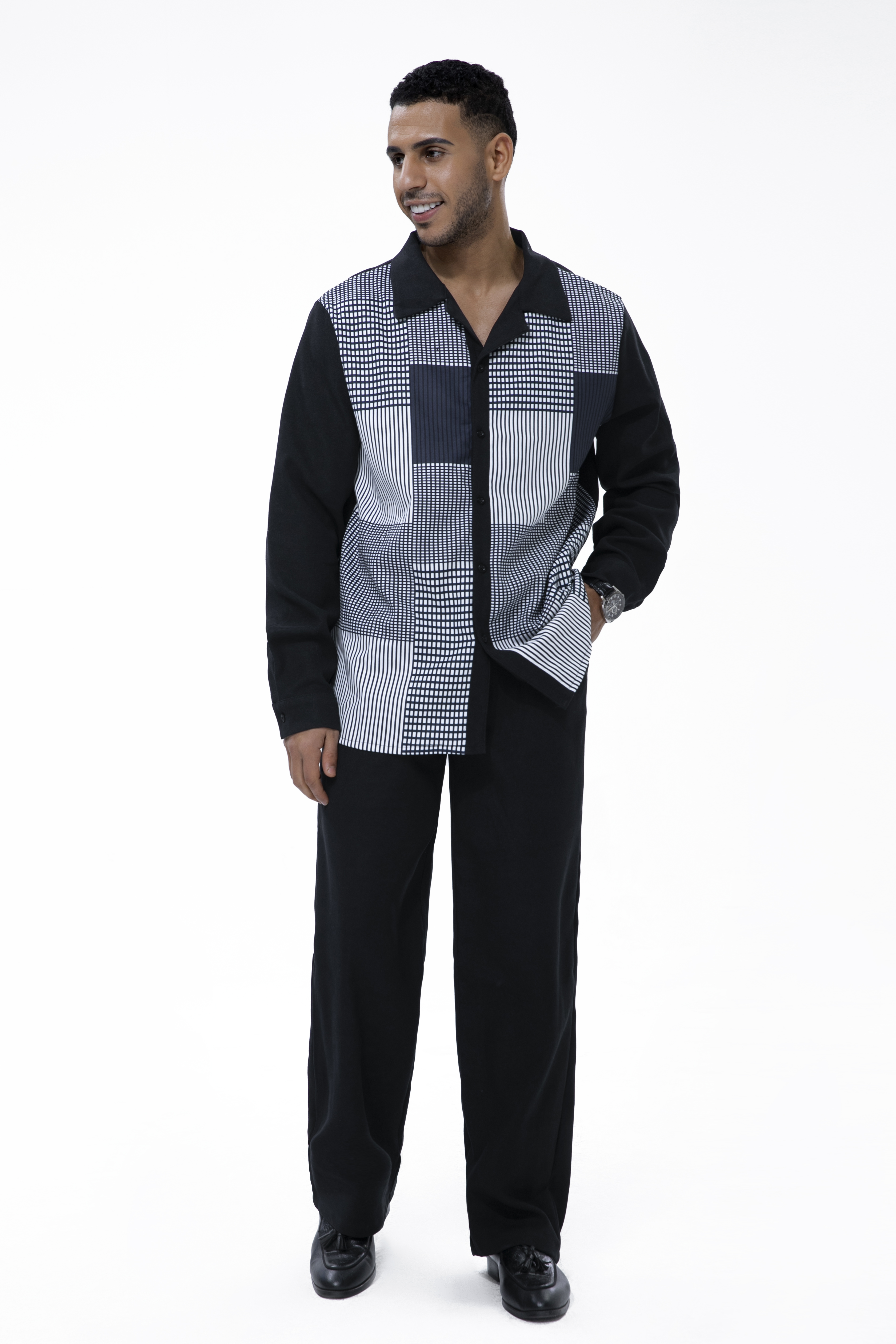 Suitmens Autumn black line two-piece walking suit