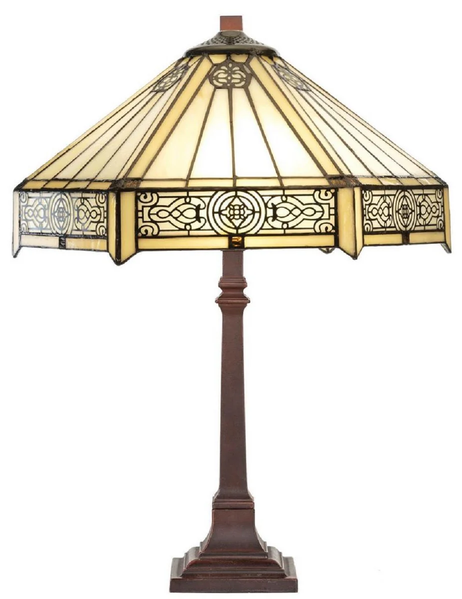Casa Padrino lámpara de mesa Tiffany de lujo multicolor Ø 40 x A. 64 cm - Lámpara de escritorio Tiffany - Lámpara de decoración de sala de estar - Luces Tiffany de lujo