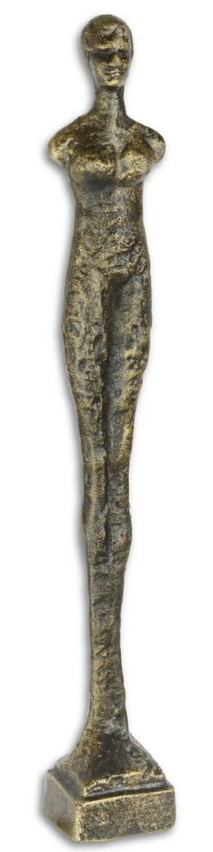 Casa Padrino Diseñador Estatuilla de Hierro Fundido Mujer de Pie Oro Antiguo 6,3 x 6,1 x H. 42,2 cm - Estatuilla de Lujo Decorada