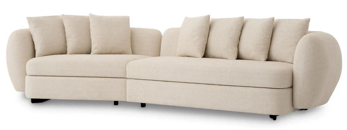 Casa Padrino sof¨¢ de lujo beige / negro 314 x 130 x A. 68 cm - Sof¨¢ de sal¨®n curvo - Sof¨¢ de hotel - Muebles de sal¨®n - Muebles de hotel - Interiores de lujo