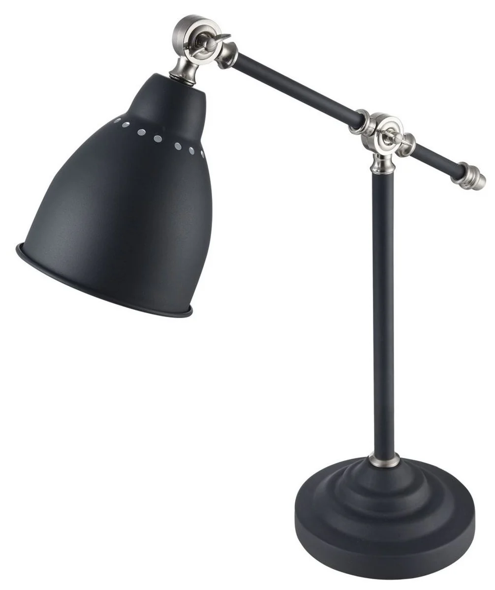 Casa Padrino Desk Lamp Black / Silver 17.5 x 47 x H. 52 cm - Table Lamp with Swivel Bracket