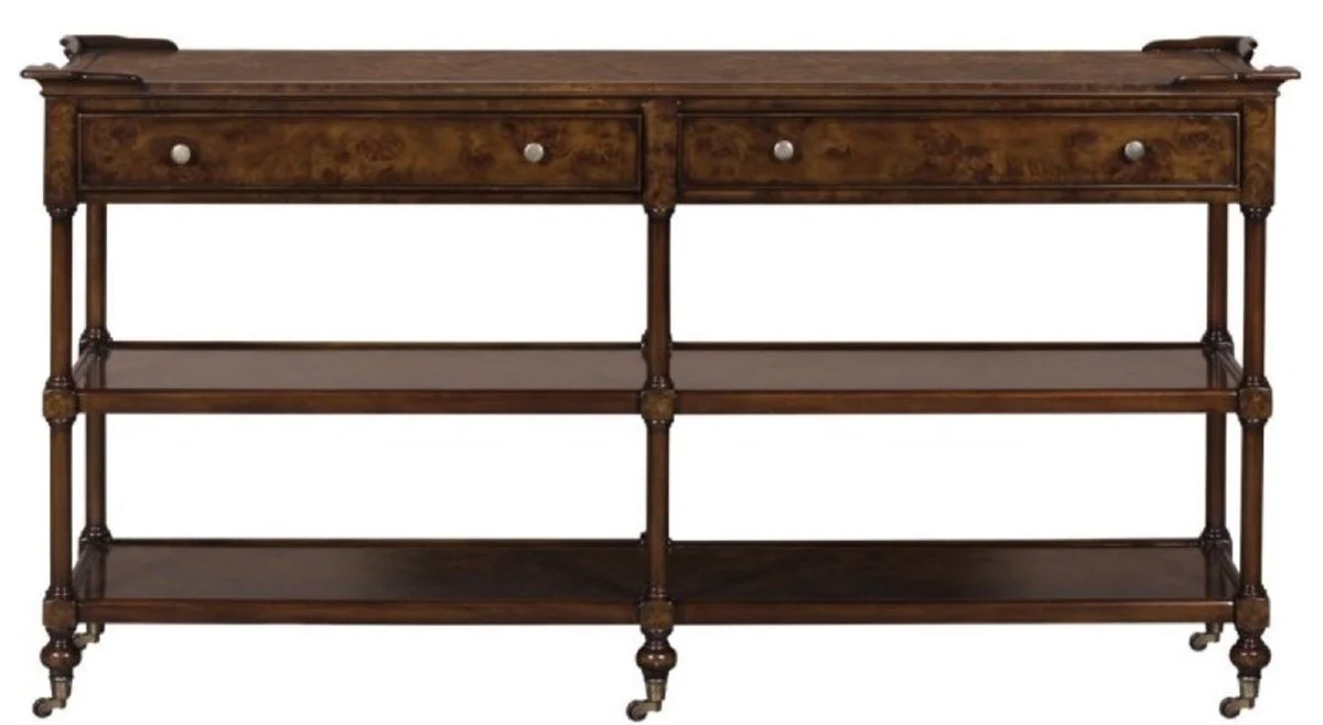 Casa Padrino consola art nouveau de lujo marrón / marrón oscuro 152 x 46 x H. 79 cm - Mesa Consola con 2 Cajones y Rollos