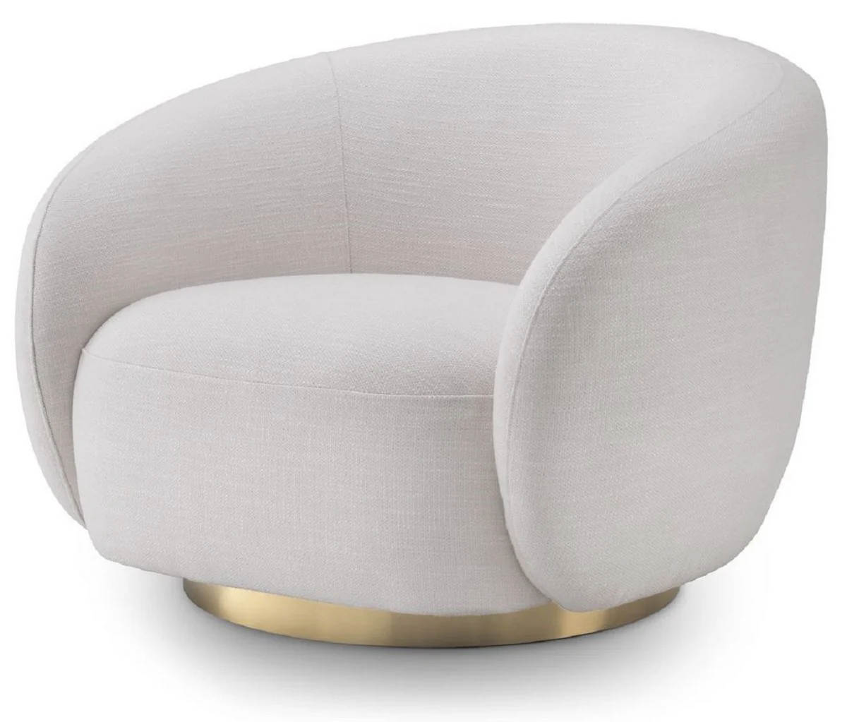 Casa Padrino sill¨®n giratorio de lujo blanco / lat¨®n 96 x 85 x A. 74 cm - Sill¨®n de Sal¨®n - Muebles de Sal¨®n - Calidad de Lujo