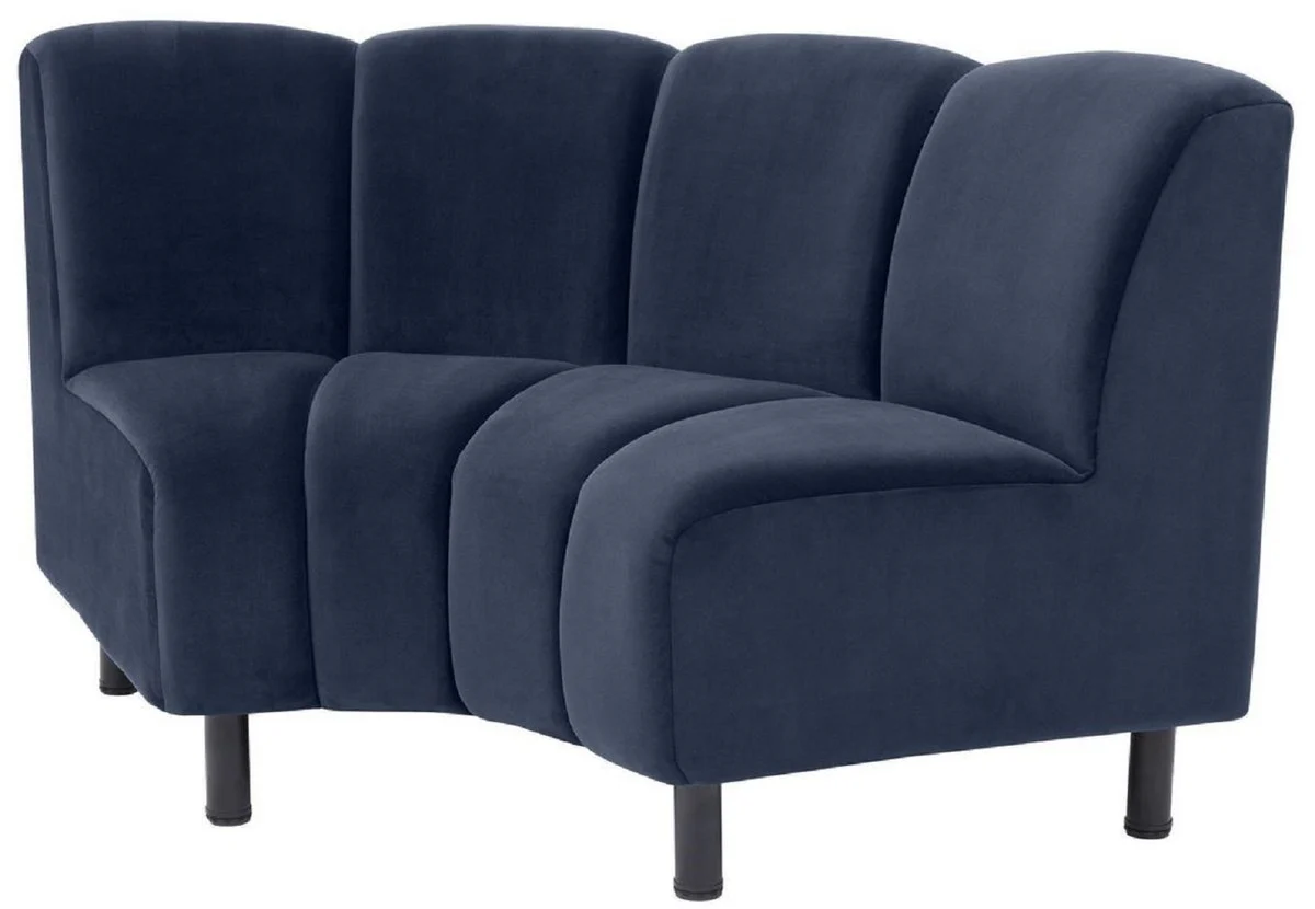 Casa Padrino sof¨¢ de terciopelo de lujo azul medianoche / negro 114 x 75 x A. 87 cm - Sof¨¢ de sal¨®n curvo y extensible - Muebles de Lujo