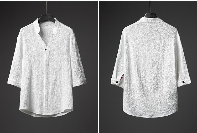 Men's White Ice Silk Linen Two Piece