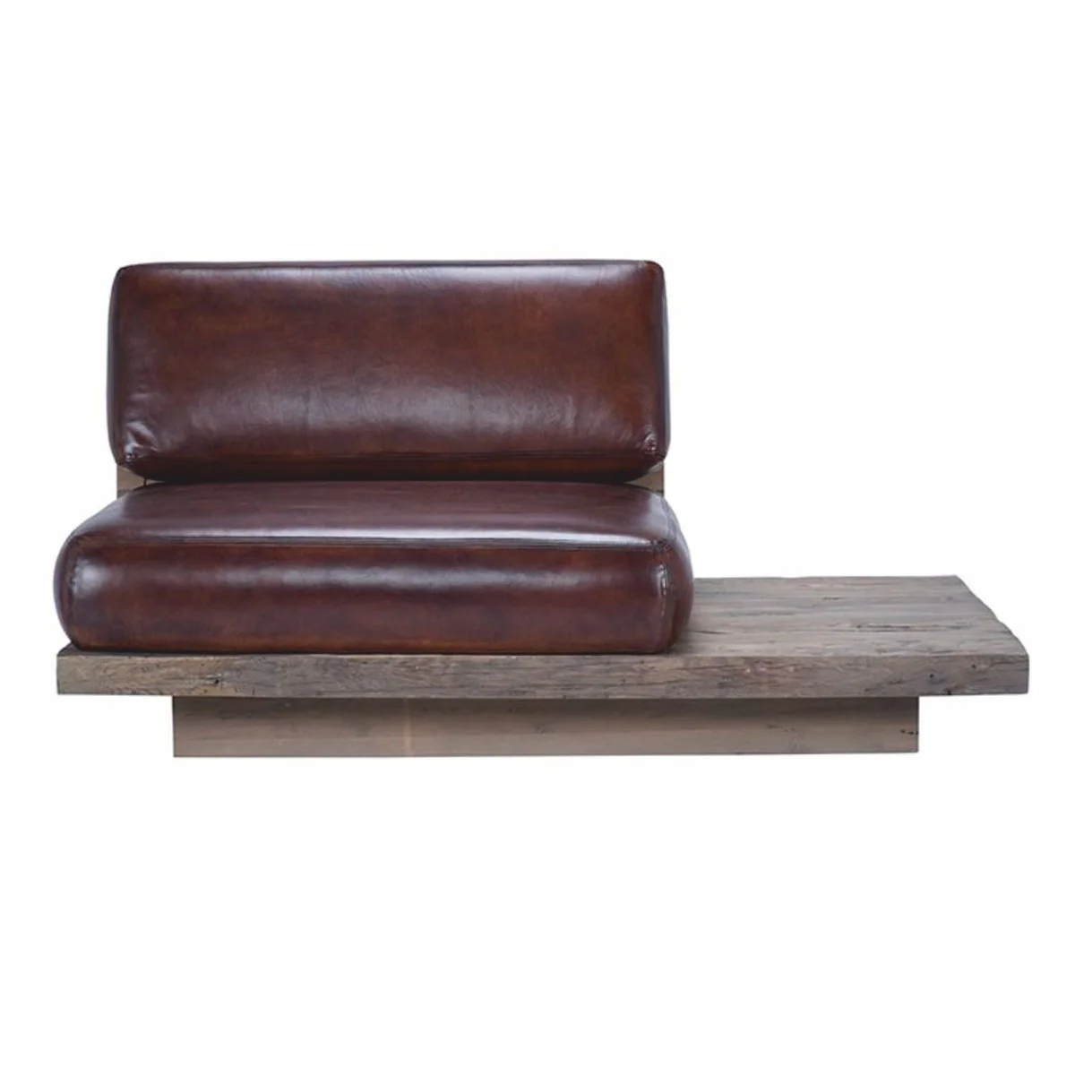 Casa Padrino sill¨®n de lujo de cuero genuino lado izquierdo marr¨®n oscuro / marr¨®n - Sill¨®n modular de sal¨®n