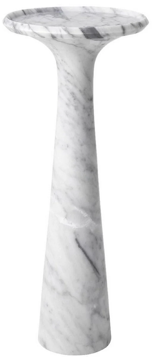 Casa Padrino mesa auxiliar de lujo blanco ? 30 x A. 71,5 cm - Mesa auxiliar redonda de m¨¢rmol de Carrara de alta calidad - Muebles de Lujo