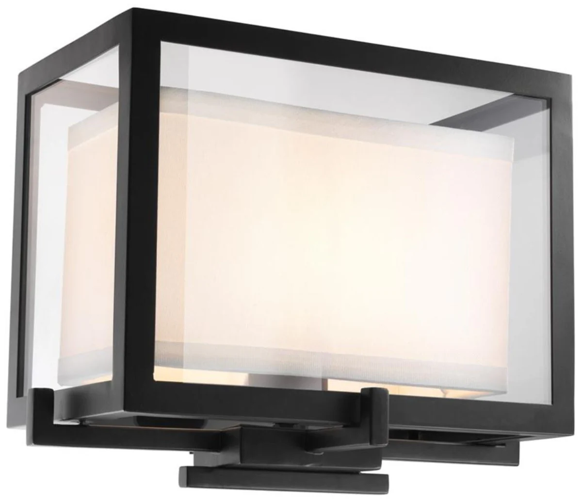 Casa Padrino aplique de pared negro / blanco 31 x 23 x H. 24 cm - Lámpara de Hotel y Restaurante de Lujo