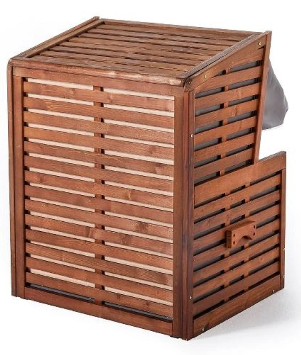 Casa Padrino silla de playa para perros con cuenco de agua marr¨®n / gris / blanco 75 x 65 x A. 87 cm - Muebles para perros - Muebles para animales - Muebles de jard¨ªn - Muebles de exterior