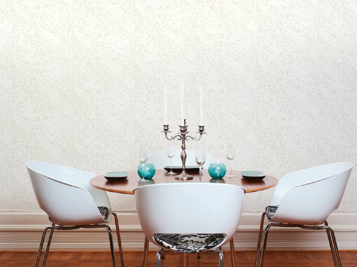 Versace papel pintado de diseño flores barrocos 935852 crema - Papel pintado satín con patrón elegante - Alta Calidad