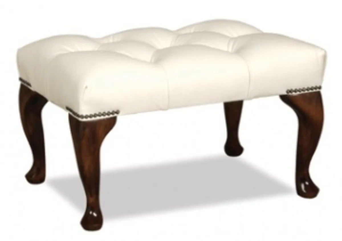 Casa Padrino Chesterfield taburete de cuero genuino 60 x 40 x H. 45 cm - Muebles de Lujo