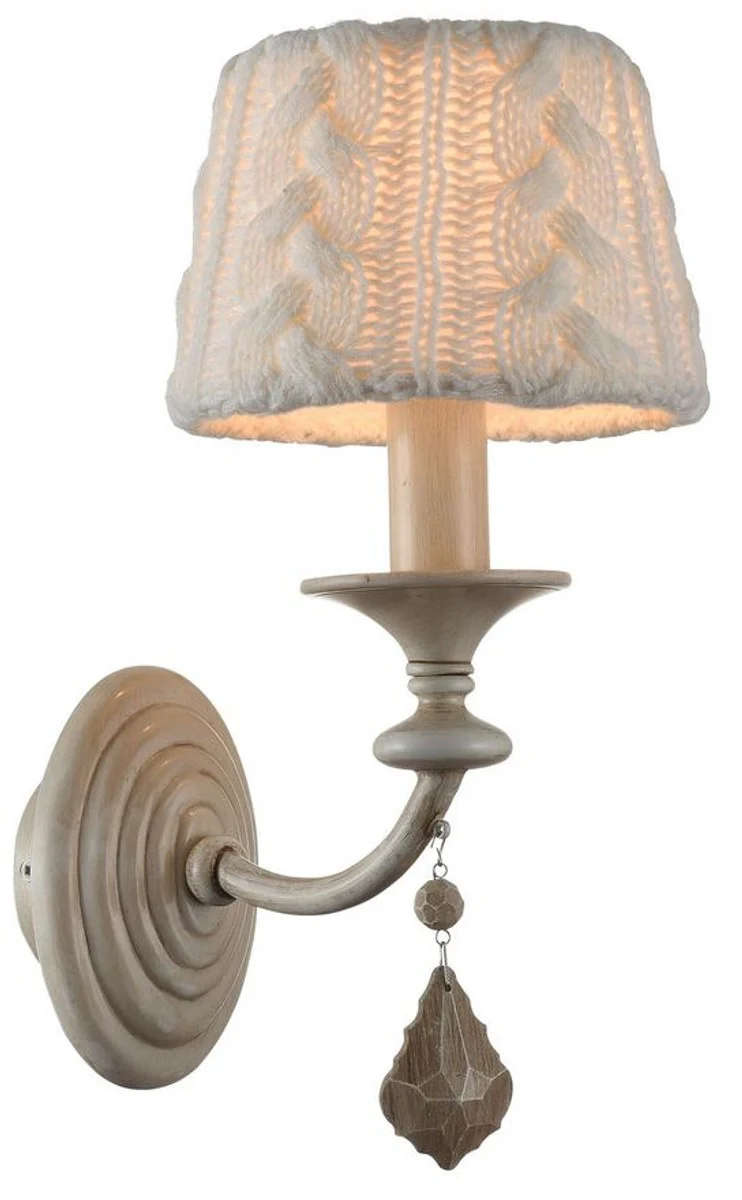 Casa Padrino Baroque Crystal Wall Lamp / Wall Light Beige 15 x 23 x H. 33 cm - Baroque Style Furniture