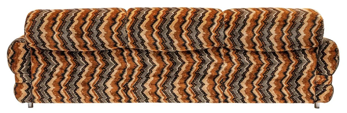 Casa Padrino sof¨¢ de lujo de dise?o de los a?os 70 beige / marr¨®n / negro 228 x 93 x A. 70 cm - Sof¨¢ de sal¨®n retro con ruedas - Muebles de sal¨®n de dise?o de los a?os 70