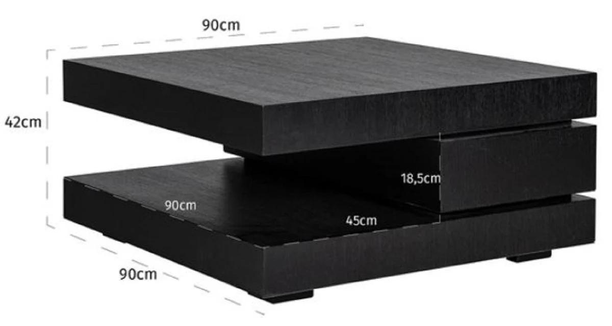 Casa Padrino mesa de centro de lujo negro 90 x 90 x A. 42 cm - Mesa de sal¨®n cuadrada de madera maciza - Muebles de sal¨®n - Muebles de lujo - Interiores de lujo