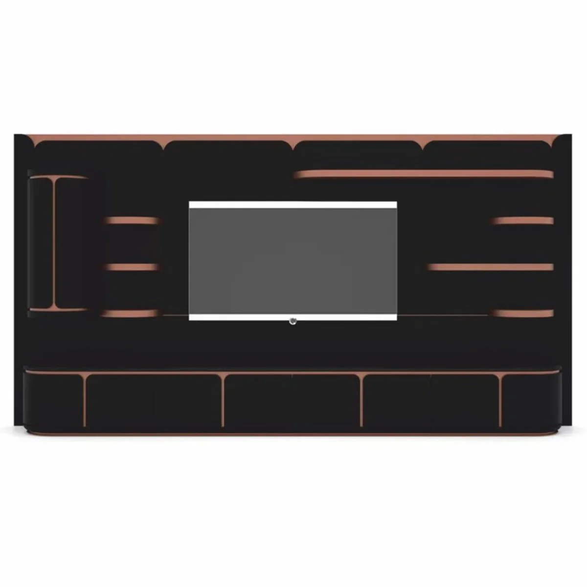 Casa Padrino gabinete de TV de lujo negro / cobre 430 cm - Muebles de sal¨®n y hotel