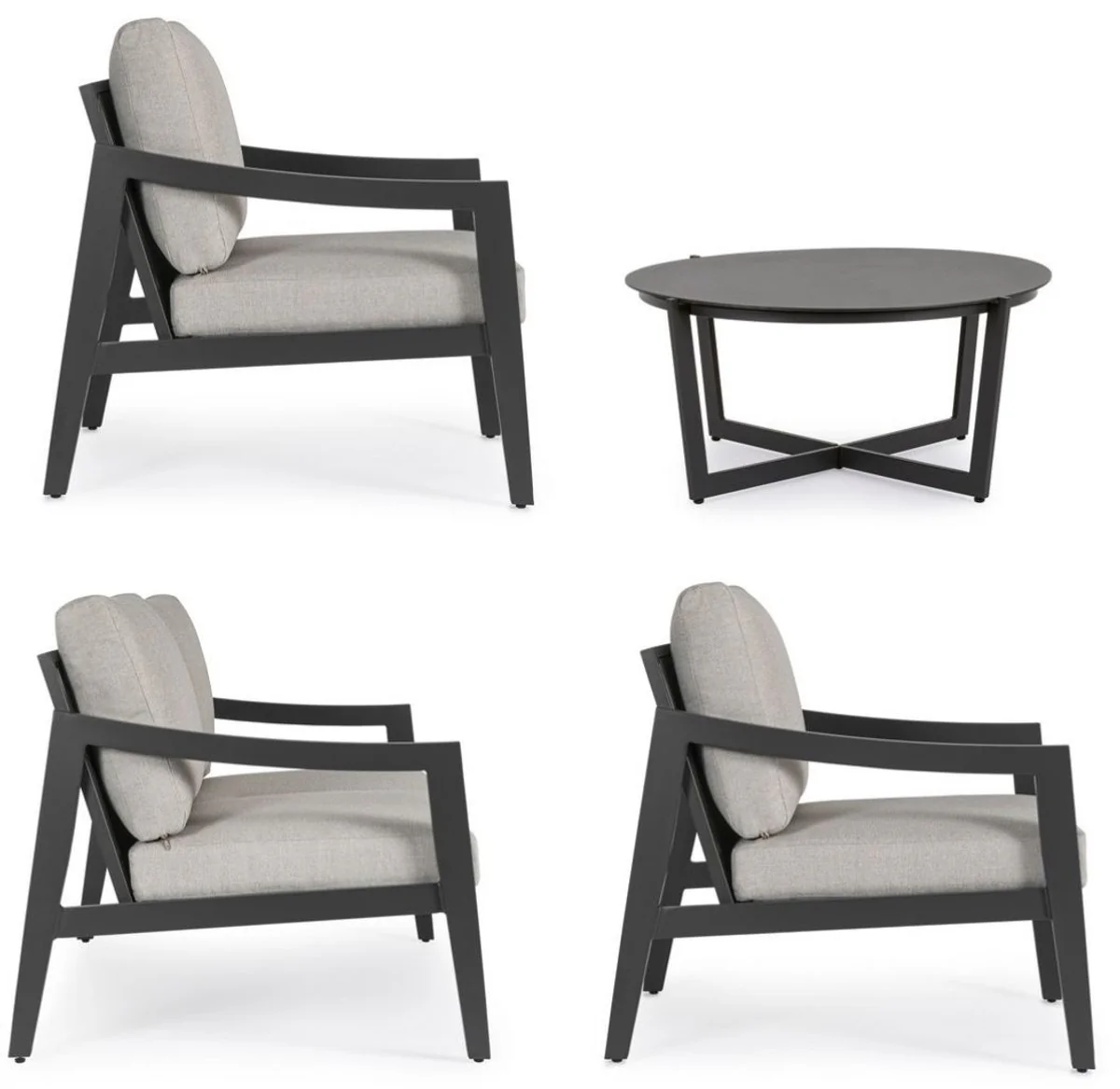 Casa Padrino conjunto de muebles de jard¨ªn de lujo gris / antracita - 1 Sof¨¢ de Jard¨ªn y 2 Sillones de Jard¨ªn y 1 Mesa de Jard¨ªn de Lujo - Muebles de jard¨ªn - Muebles de piscina - Muebles de lujo