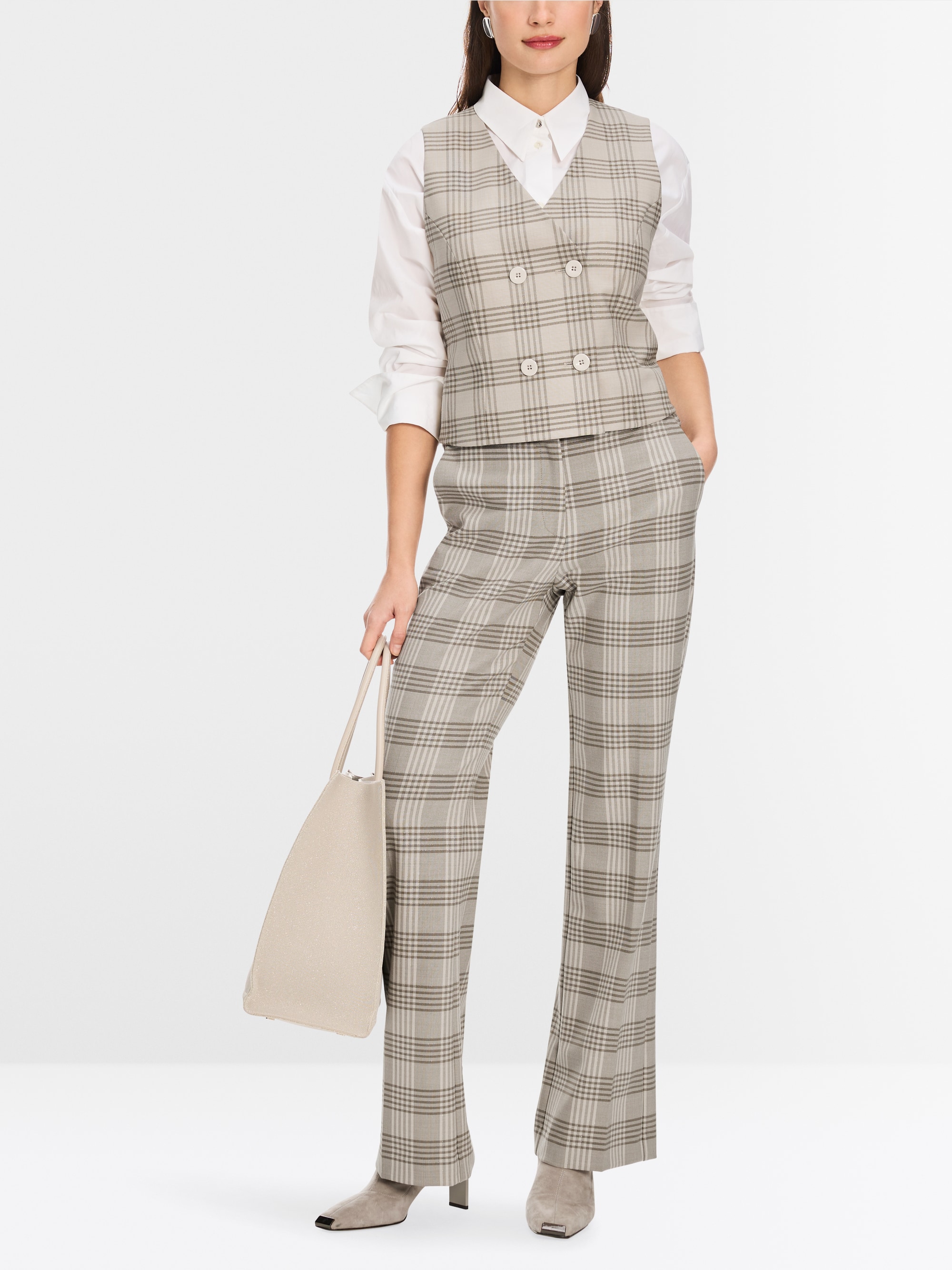 Marc-Cain Check gilet with lurex details