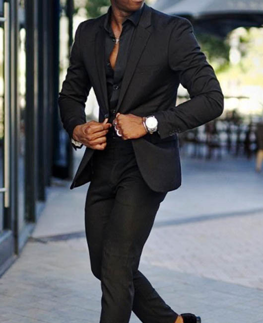 Elegant Solid Color Notch Lapel Slim Fit Blazer & Pencil Pants 2Pcs Set