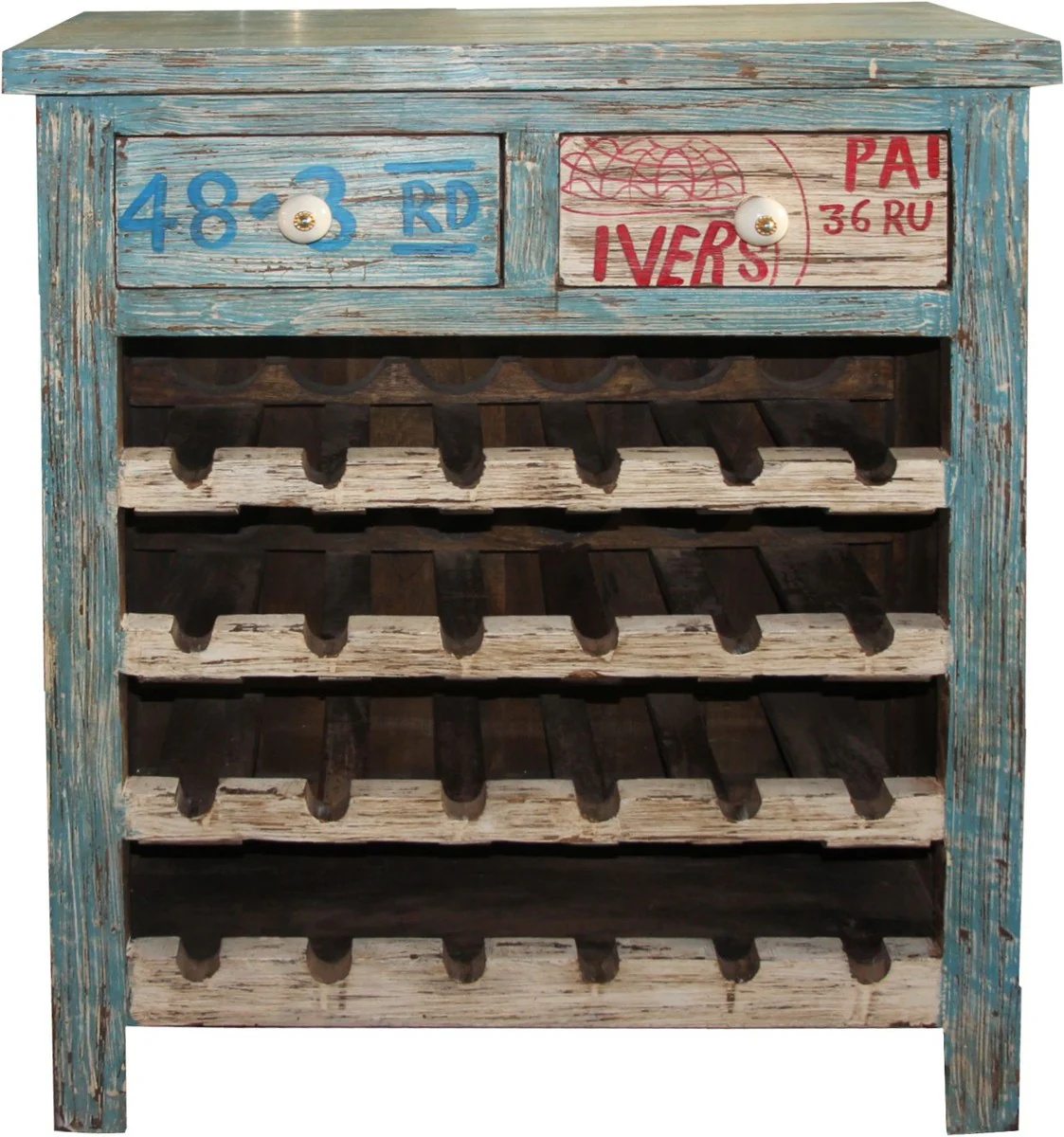 Casa Padrino wine cabinet with 2 drawers - Antique style vintage look wood