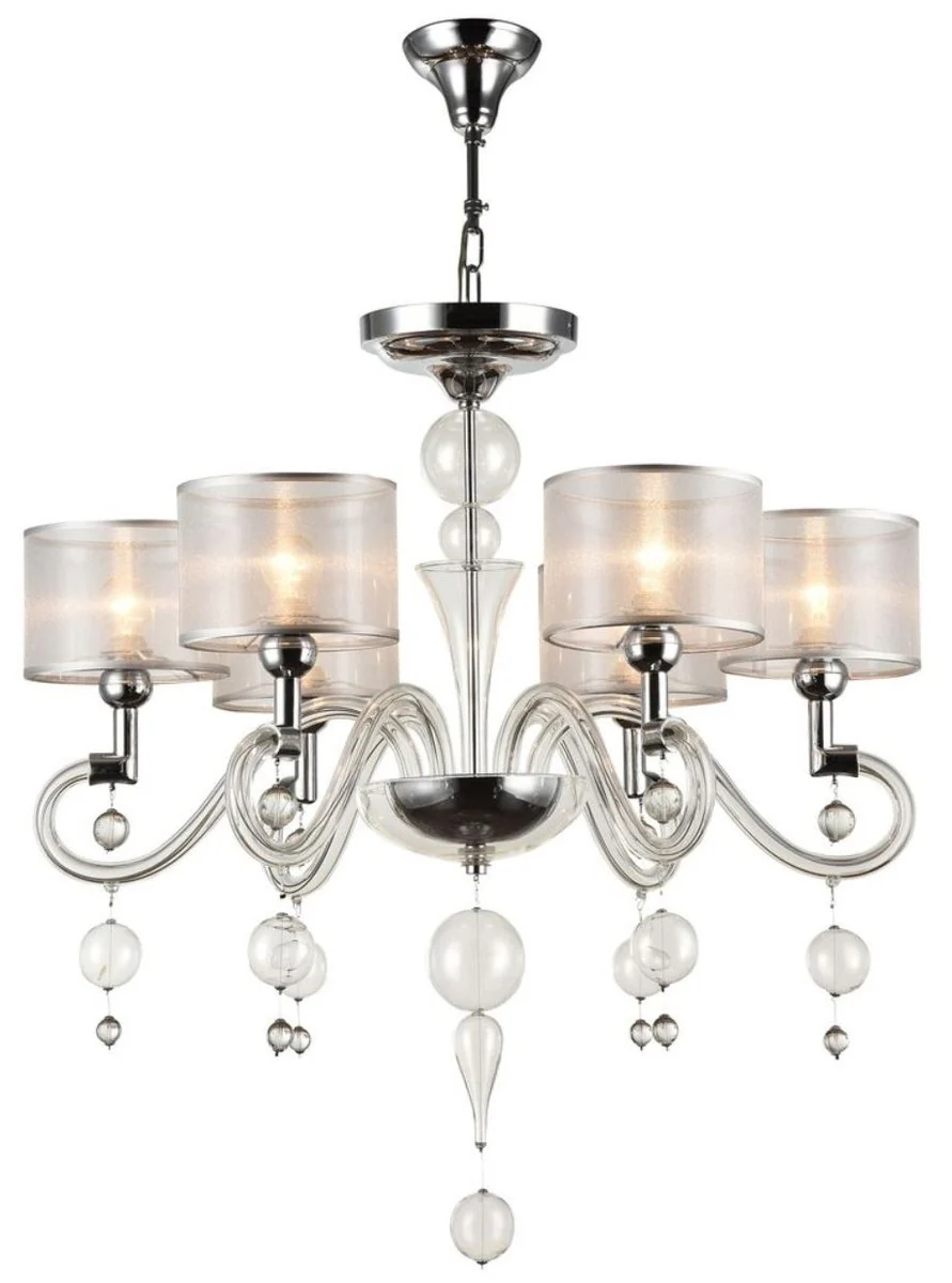 Casa Padrino Baroque Style Chandelier 6-Flames Silver Ø 71 x H. 68 cm - Baroque Luster