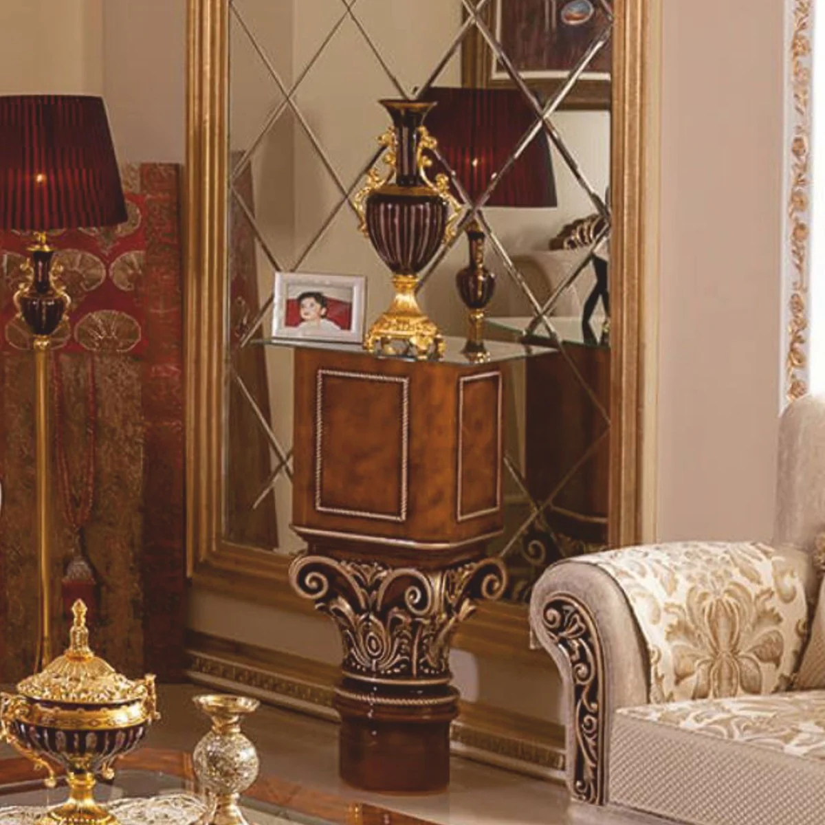 Casa Padrino mesa auxiliar barroco de lujo marr¨®n / bronce Al. 100 cm - Muebles de estilo barroco