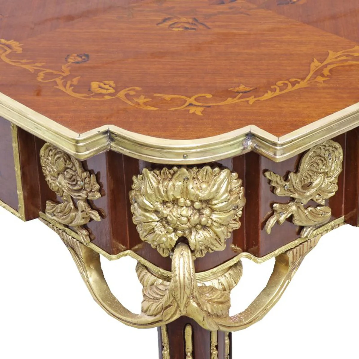 Casa Padrino Baroque Side Table Mahogany Incrustado / Gold H75 x 50 cm - Louis XVI Antique Style Table - Muebles