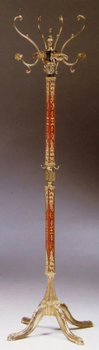 Casa Padrino perchero barroco de lujo oro / rojo 40 x 40 x A. 175 cm - Perchero de latón noble - Perchero de Hotel Barroco