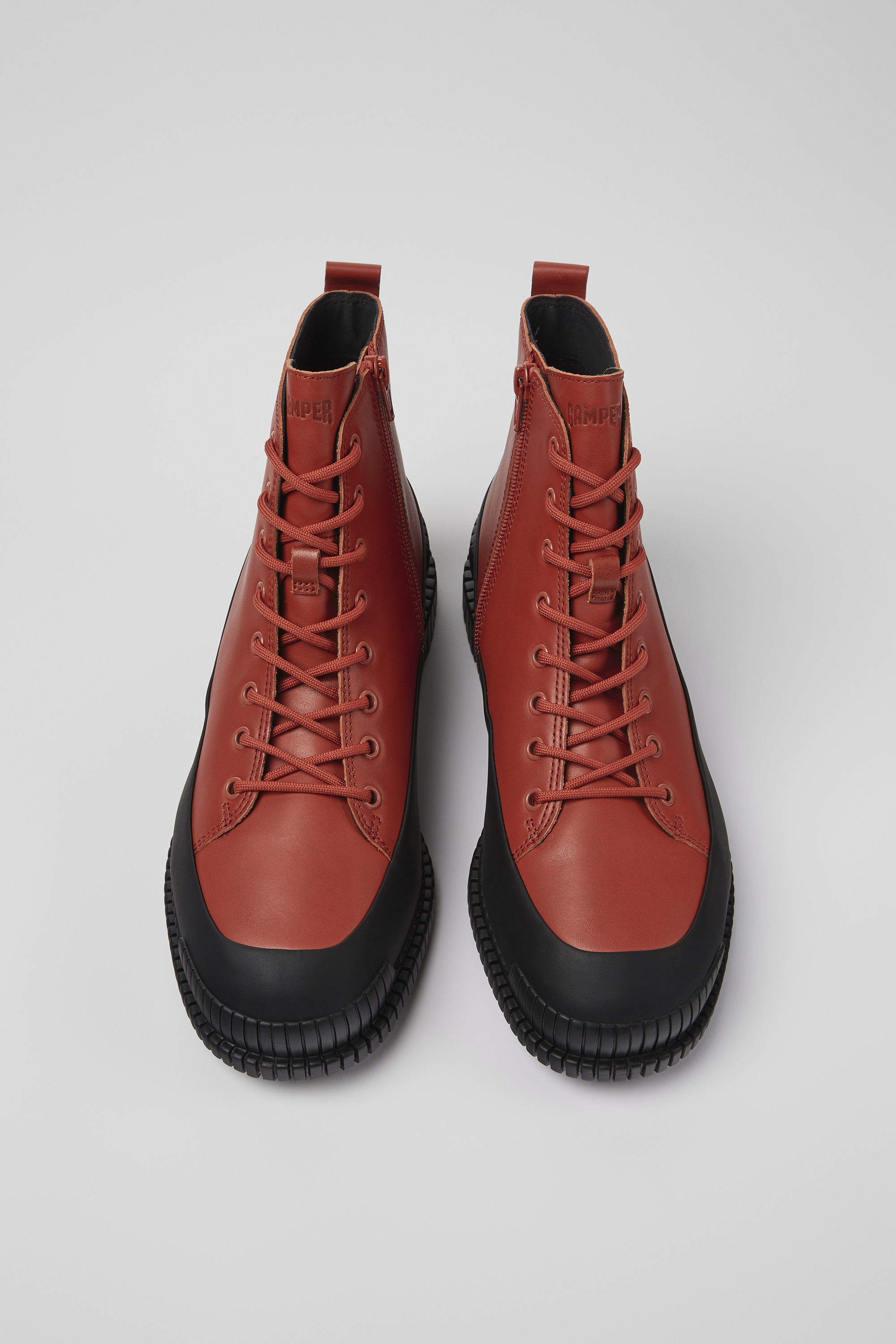 Pix - Brown and black leather lace-up boots for men