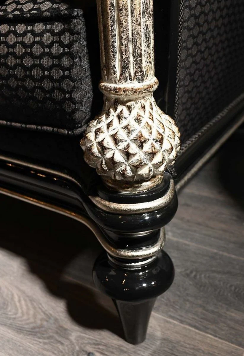 Casa Padrino sof¨¢ barroco de lujo negro / gris / plata / oro antiguo 250 x 95 x A. 80 cm - Magn¨ªfico Sof¨¢ de Estilo Barroco