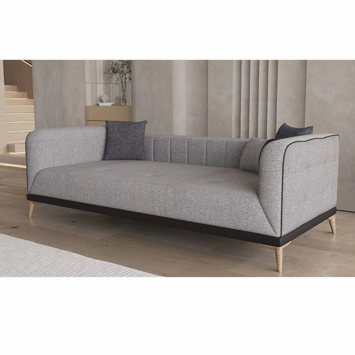 Casa Padrino sof¨¢ cama de lujo con respaldo regulable gris / negro / natural 229 cm