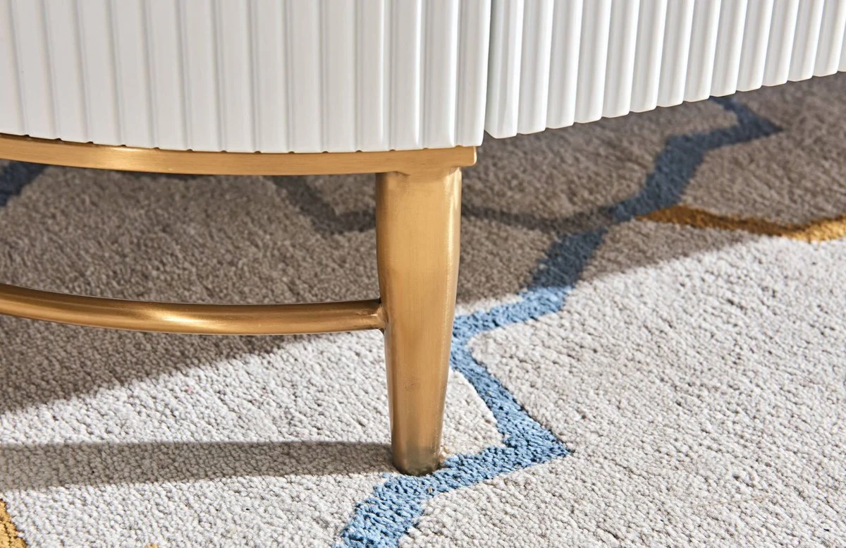 Casa Padrino mesa de centro de lujo blanco / lat¨®n / oro 130 x 70 x A. 42 cm - Mesa de sal¨®n moderna con 4 cajones - Muebles de sal¨®n modernos