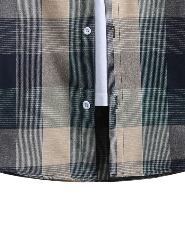 Contrast Hoodie Plaid Shirt